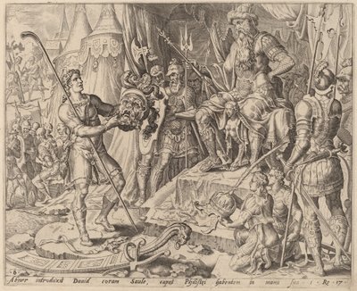 David con la cabeza de Goliat ante Saúl de after Maerten van Heemskerck