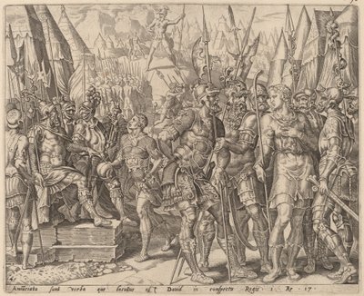 El Hermano de David Relatándole el Desafío de Goliat de after Maerten van Heemskerck