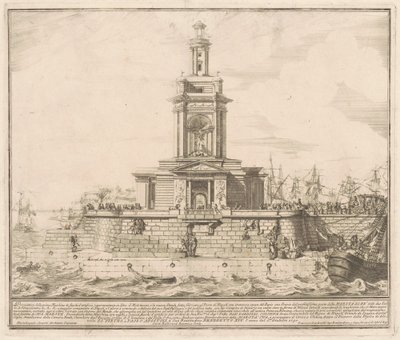 La Prima Macchina para la Chinea de 1750: El Nuevo Muelle de Nápoles de after Michelangelo Specchi Jérôme Charles Bellicard
