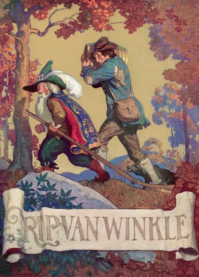 Ilustración de portada para Rip Van Winkle de after Newell Convers Wyeth
