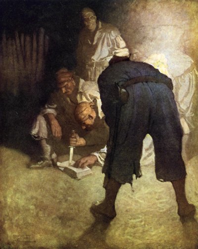 Ilustración para La Isla del Tesoro de after Newell Convers Wyeth