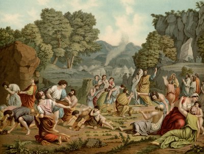 Recolección de maná en el desierto de after Nicolas Poussin