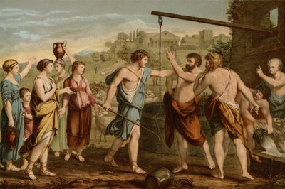 Moisés defendiendo a las hijas de after Nicolas Poussin