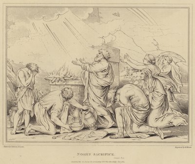 El sacrificio de Noé, Génesis de after Nicolas Poussin