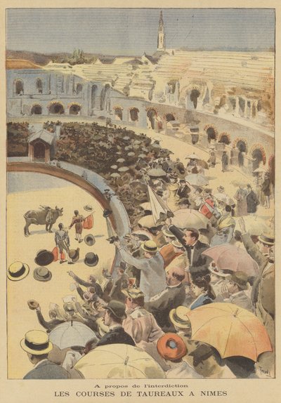 Corrida de toros en el anfiteatro romano de Nimes de after Oswaldo Tofani