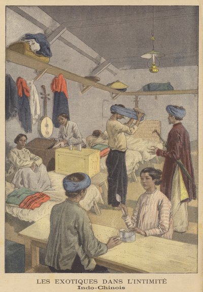 Personas de Indochina francesa en sus alojamientos en la Exposición Universal de 1900 en París de after Oswaldo Tofani