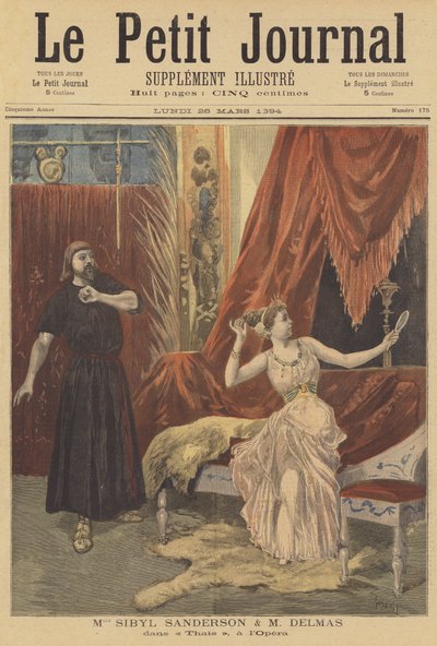 Sibyl Sanderson y Jean-Francois Delmas en Thais, en la Ópera de París de after Oswaldo Tofani