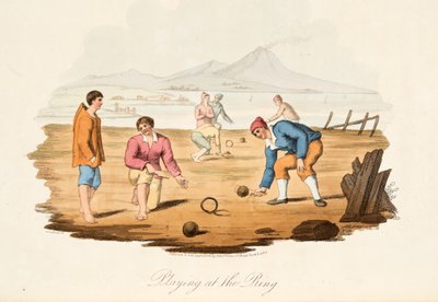 Jugando al anillo, de Escenarios Italianos, representando las costumbres y diversiones de los diferentes estados de Italia, pub. 1806 de after P. van Lerberghi
