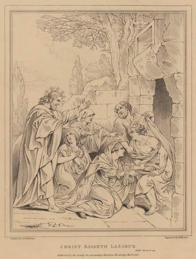 Cristo resucita a Lázaro, Lucas de after Peter Paul Rubens