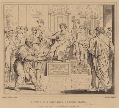 Elimas el Hechicero cegado, Hechos de after Raphael