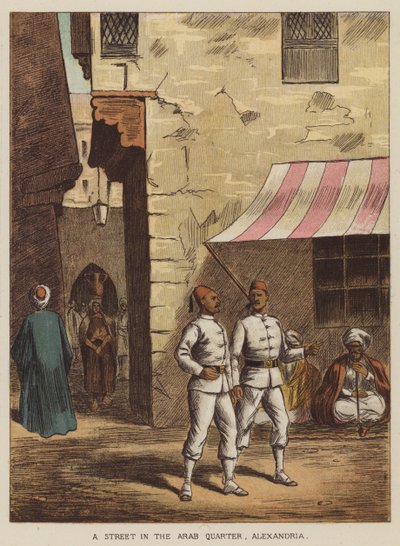 Una calle en el barrio árabe, Alejandría de after Richard Simkin