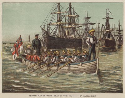 Barco de guerra británico en el puerto de Alejandría de after Richard Simkin