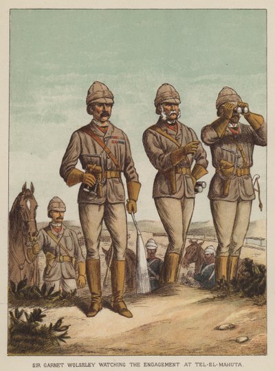Sir Garnet Wolseley observando el enfrentamiento en Tel-El-Mahuta de after Richard Simkin