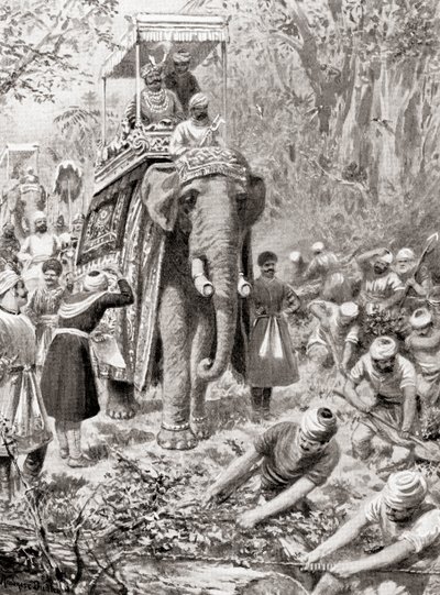 Inspección de la Gran Carretera del Norte de Sher Shah Suri, (ahora La Gran Carretera del Tránsito), de la Historia de las Naciones de Hutchinson, pub.1915 de after Robert Dudley