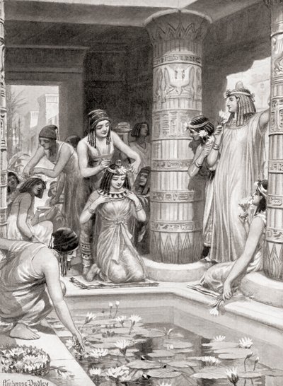 Invitados llegando a cenar en el antiguo Egipto, de la Historia de las Naciones de Hutchinson de after Robert Dudley