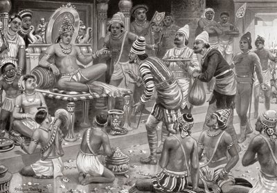 Pulakeshin II, el Chalukaya, recibiendo enviados de Persia en Badami, de la Historia de las Naciones de Hutchinson, pub.1915 de after Robert Dudley
