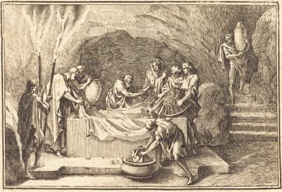El cuerpo de Cristo cubierto con flores y perfume de after Sébastien Le Clerc I