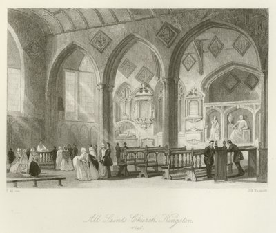 Iglesia de Todos los Santos, Kingston, 1840 de after Thomas Allom