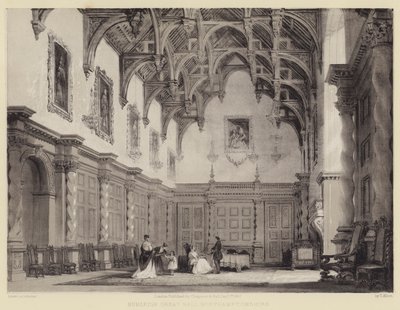 Burleigh Great Hall, Northamptonshire de after Thomas Allom
