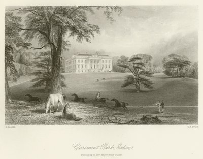 Parque Claremont, Esher, perteneciente a Su Majestad la Reina de after Thomas Allom