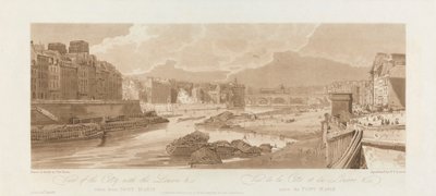 Vista de la ciudad con el Louvre. 1802; Lámina 3 de Vistas de París, volumen Emanuel. de after Thomas Girtin
