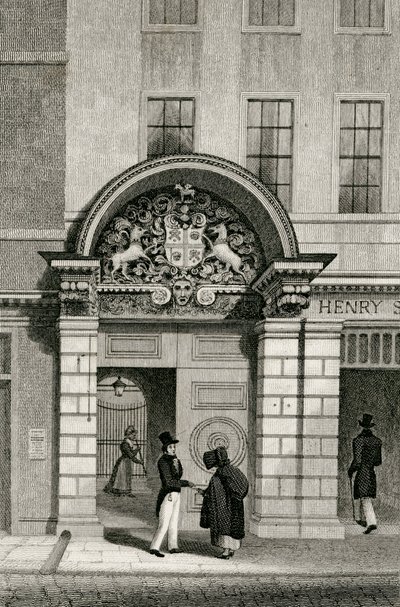 Barber Surgeons Hall, Monkwell Street, 1830 de Thomas Hosmer after Shepherd