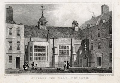 Staples Inn Hall Holborn, 1830 de Thomas Hosmer after Shepherd