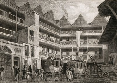 La vieja posada Bull and Mouth, St. Martins-le-Grand de Thomas Hosmer after Shepherd