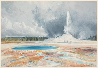 Géiser Castillo, Cuenca Superior de Géiseres, Parque Nacional de Yellowstone de after Thomas Moran