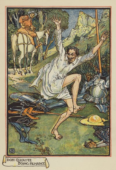 Don Quijote haciendo penitencia de after Walter Crane
