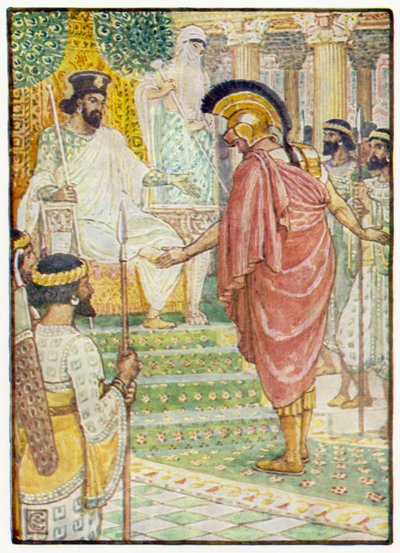 Se quedó en silencio ante el rey de after Walter Crane