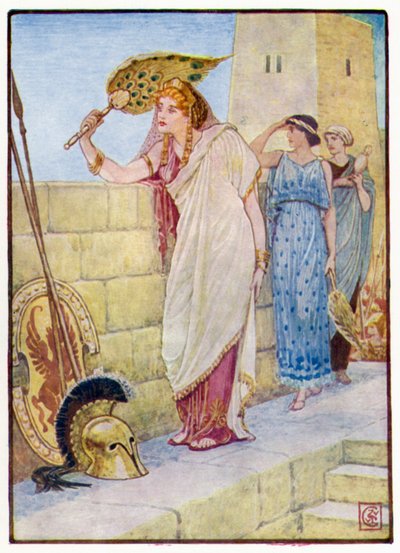 A menudo se paraba sobre los muros de Troya de after Walter Crane
