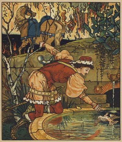 Príncipe Cheri en el bosque luminoso de after Walter Crane