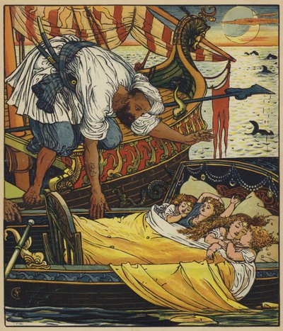 El corsario rescata a los niños de after Walter Crane