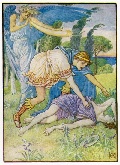 El dios del viento envió una ráfaga desde el sur de after Walter Crane