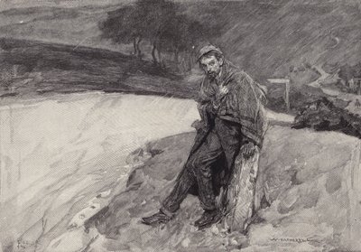 Jude en el mojón: escena de la novela Jude el Oscuro de Thomas Hardy de after William Hatherell