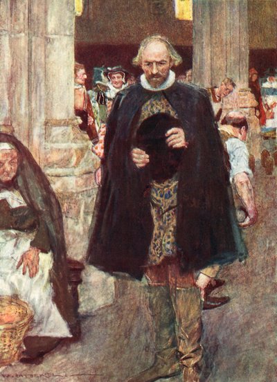 Shakespeare caminando en la antigua catedral de San Pablo, Londres de after William Hatherell