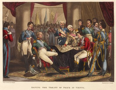 Firma del Tratado de Paz en Viena, 1818 de after William Heath