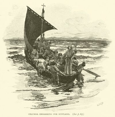 Columba embarcando hacia Escocia de after William Henry Margetson