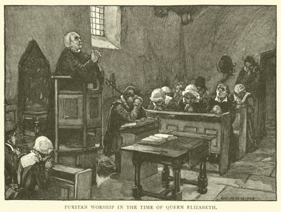 Culto puritano en la época de la Reina Isabel de after William Henry Margetson