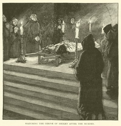 Vigilando el cadáver de Becket después del asesinato de after William Henry Margetson