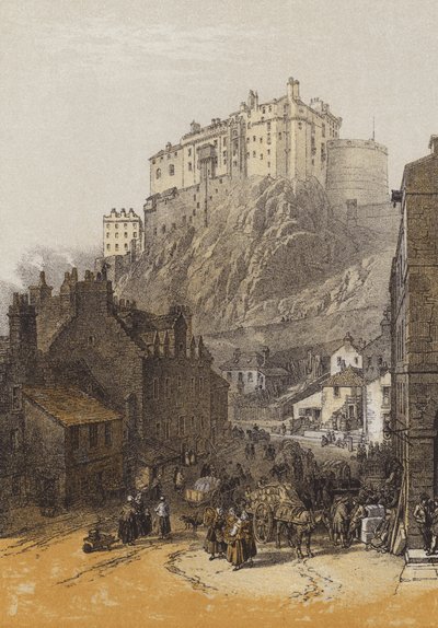 Castillo de Edimburgo, desde el Grassmarket de after William Leighton Leitch
