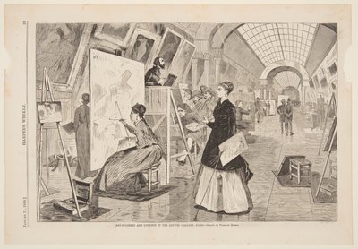"Arte - Estudiantes y copistas en la Galería del Louvre, París" de after Winslow Homer