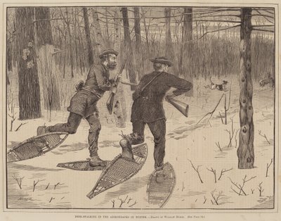 Caza de ciervos en los Adirondacks en invierno de after Winslow Homer