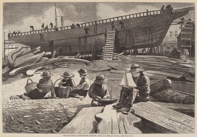Construcción de barcos, Puerto de Gloucester de after Winslow Homer