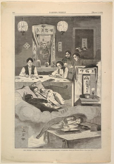 Los chinos en Nueva York – Escena en un club de la calle Baxter de after Winslow Homer