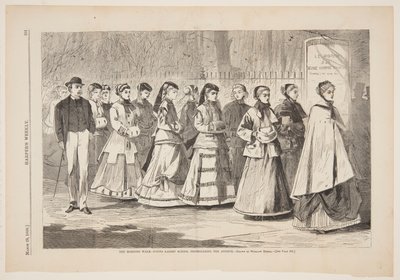 El Paseo Matutino – Escuela de Señoritas Paseando por la Avenida de after Winslow Homer