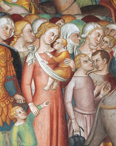 Cruzando el Mar Rojo, escena de las Historias del Antiguo Testamento de also Manfredi de Battilori Bartolo di Fredi