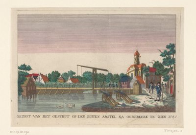 Batería en Ouderkerk, 1787 Vista de la artillería en den Buiten Amstel después de Ouderkerk en exhibición 1787 (título sobre objeto) Baterías alrededor de Ámsterdam en 1787 (copias en alemán) (título de la serie) de anonymous (attributed to)