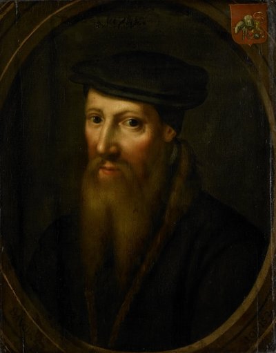 Retrato de David Jorisz, pintor de vidrio en Delft, anabaptista fanático, después de 1544 en Basilea de anonymous (copy after)